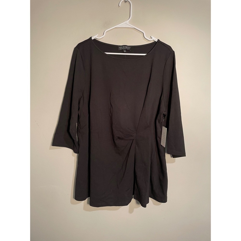 NWT Eloquii Black Twist Front 3/4 Sleeve Top‎ Plus Size 20 Career Classic Office